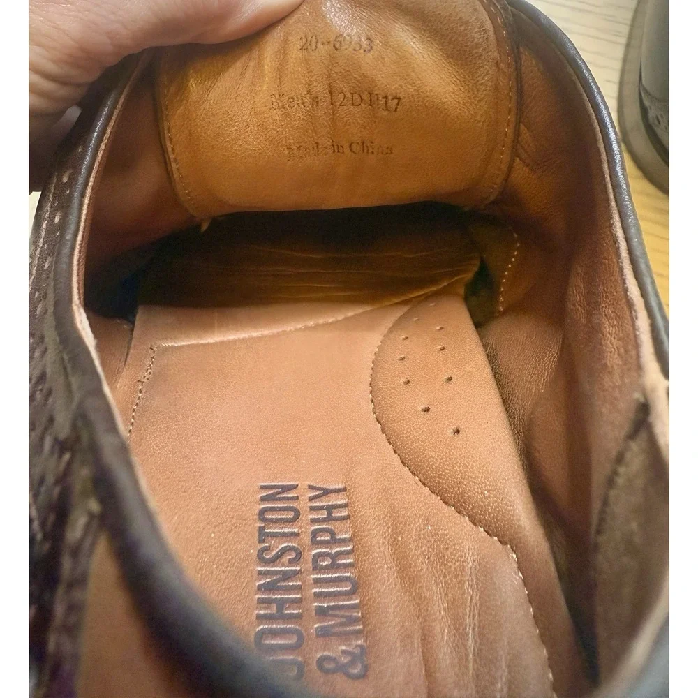 Johnston & Murphy Men's Brown Sheepskin Leather Lace Up Oxford Shoes. Sz‎ 12D